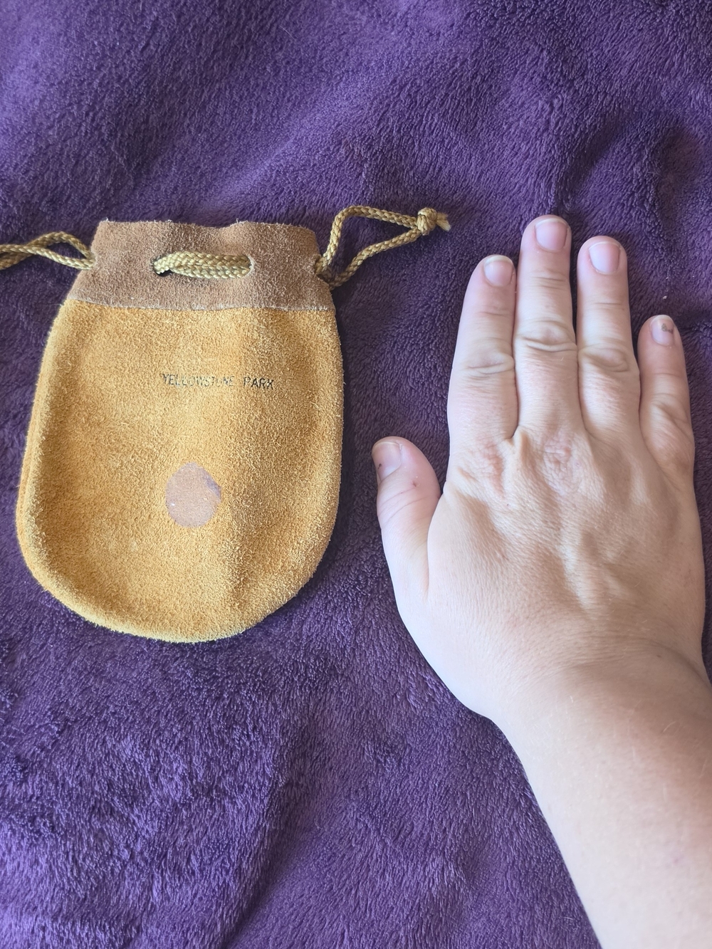 Suede Drawstring Pouch - Tan Yellow